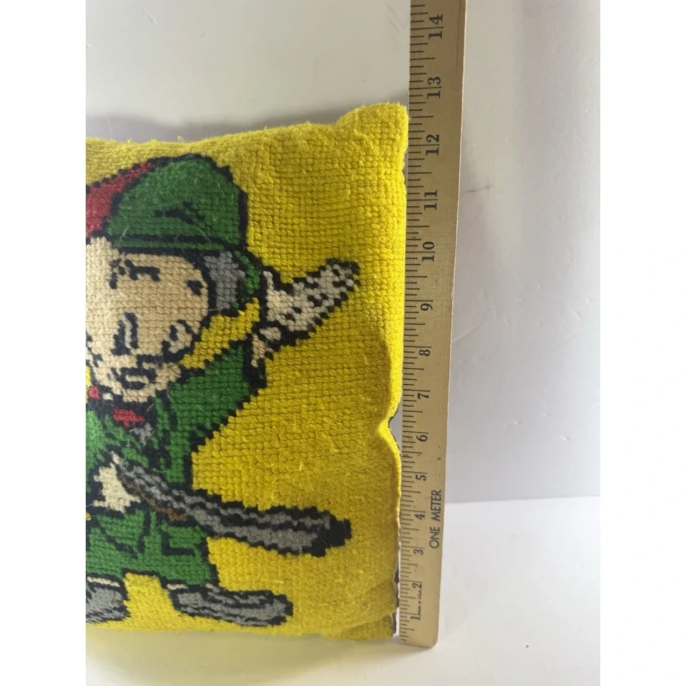 Retro Elmer Fudd Hunting Latch Hook Rug Throw Pillow Warner Bros Vintage